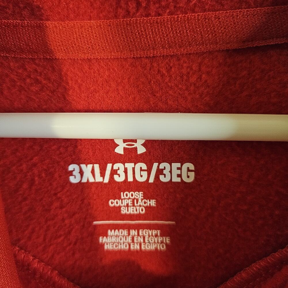 Under Armour Pullover Hoodie Sweatshirt Red Mens 3XL Loose - Picture 3 of 4